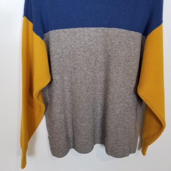 Free People Women Softly‎ Structured Color Block Sweater Sz S Blue Gray Yellow - Picture 7 of 9